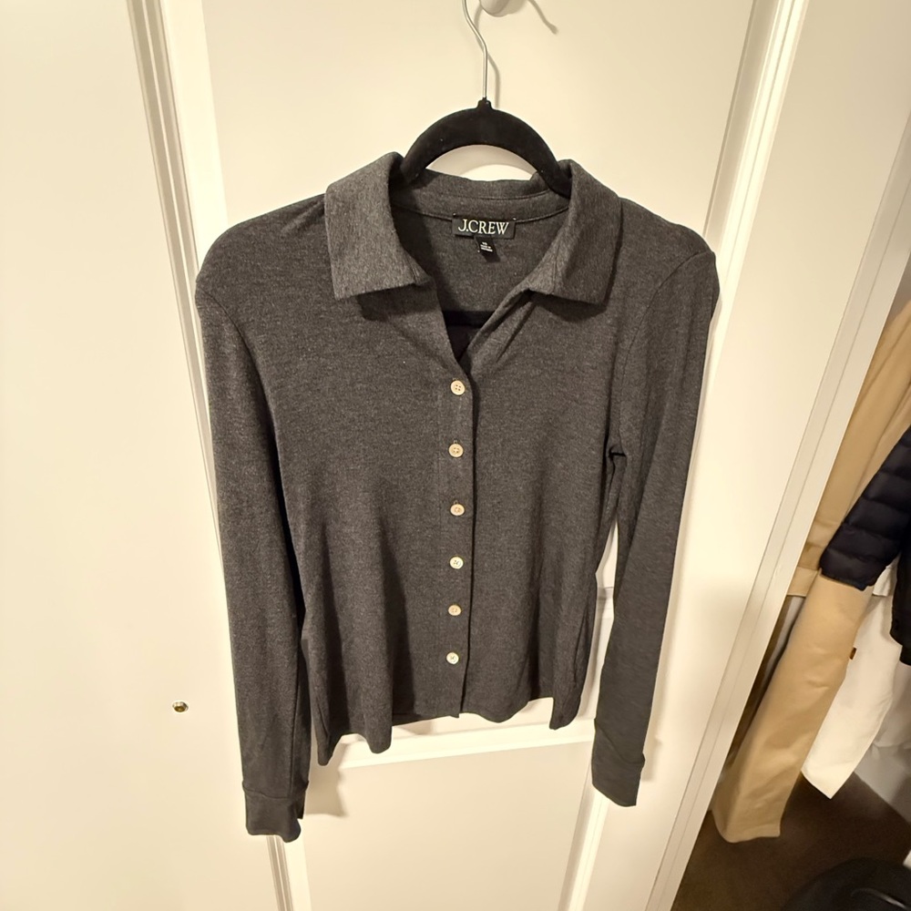 J crew charcoal button down polo tee